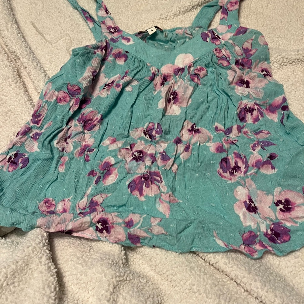 ANDREE BY UNIT Teal and Purple Floral Tank Top